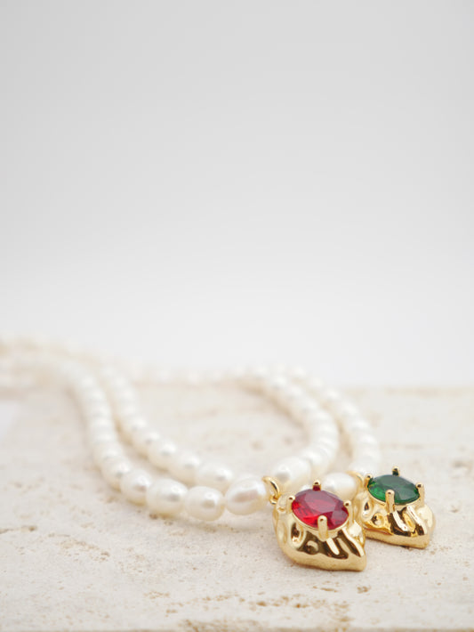 Pērļu kaklarota "Old Money Green"