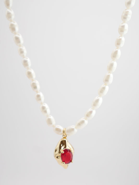 Upes pērļu kaklarota "Old Money Red"
