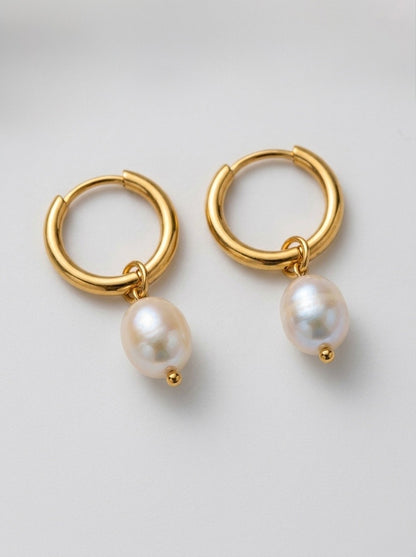 Upes pērļu auskari “Pearl Serenity Hoops”