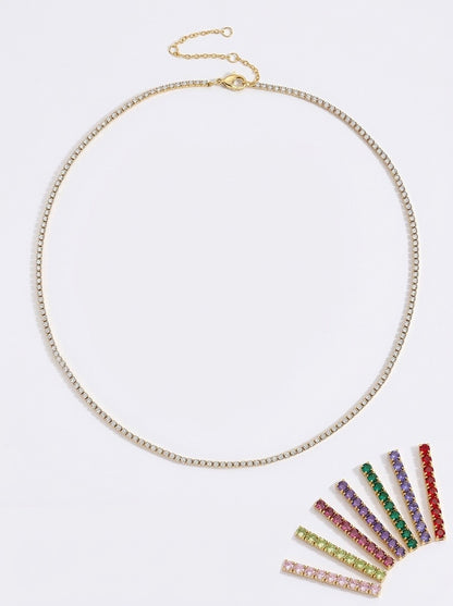 Tennis stila kaklarota - balta, zaļa, sarkana, rozā, violeta - Ameno.lv - Premium klases apzeltītas rotaslietas