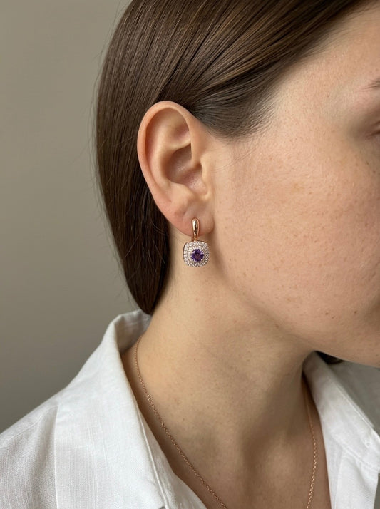 Apzeltīti auskari - "Alma"- ar kristāliem