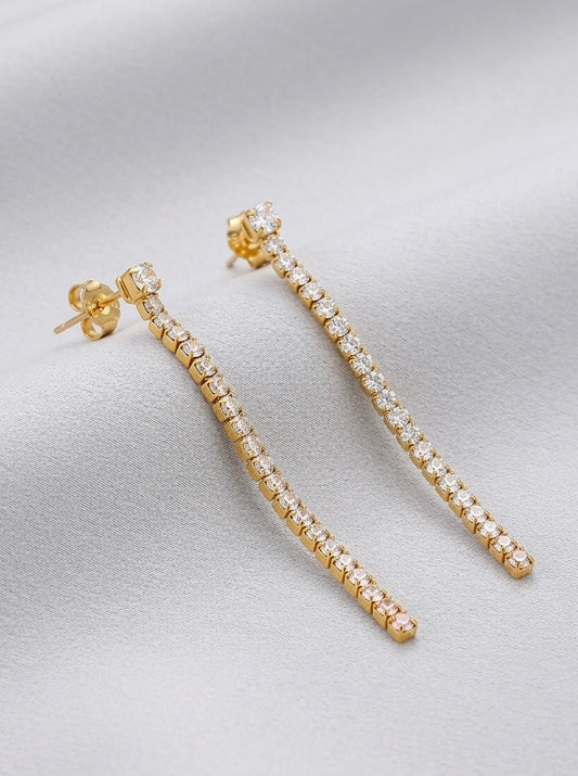 Apzeltīti Tennis stila auskari “Starlight Drop” no Ameno.lv