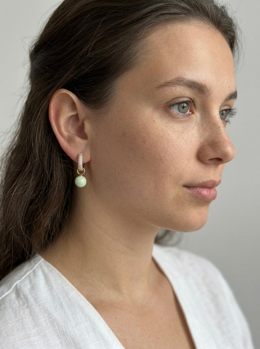 Auskari 2in1 "Mint" ar pērles imitāciju - Ameno rotaslietu veikals