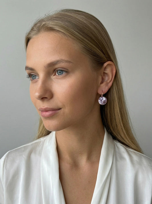 Auskari ar lillā kristālu "Anna Purple" - Ameno.lv rotaslietas