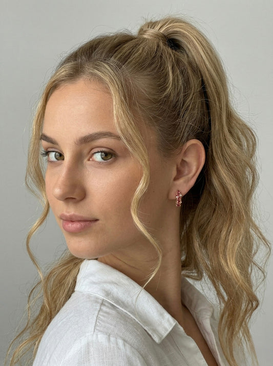 Auskari ar rozā kristāliem "Emma Pink" - Ameno