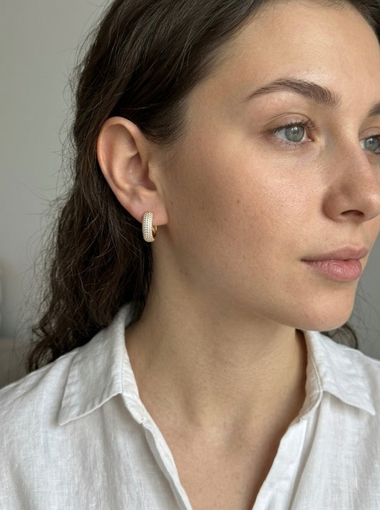 Auskari "Flavia" - apzeltīti rinķīši ar kristāliem - Ameno online bižutērijas veikals - Nr.1 rotaslietu veikals Latvijā