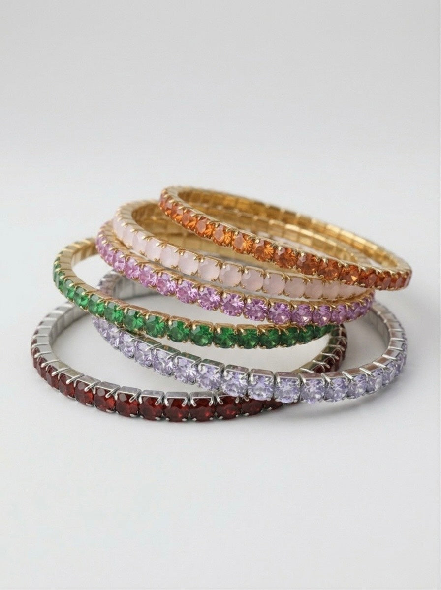 Chroma" elastīga mirdzošā tenisa stila rokassprādze | Zelta un Sudraba toņos