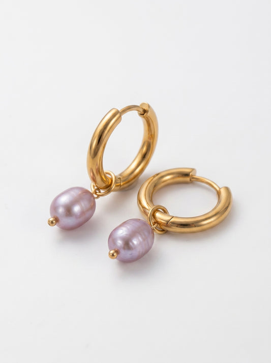 Dabīgo upes pērļu riņķīšu auskari “Rêve” - rotaslietas Latvija