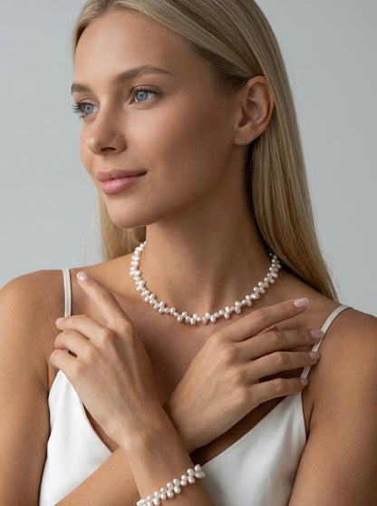 Upes pērļu kaklarota “Baroque Grace” - dabīga upes pērļu kaklarota - īsta pērļu kaklarota no Ameno.lv