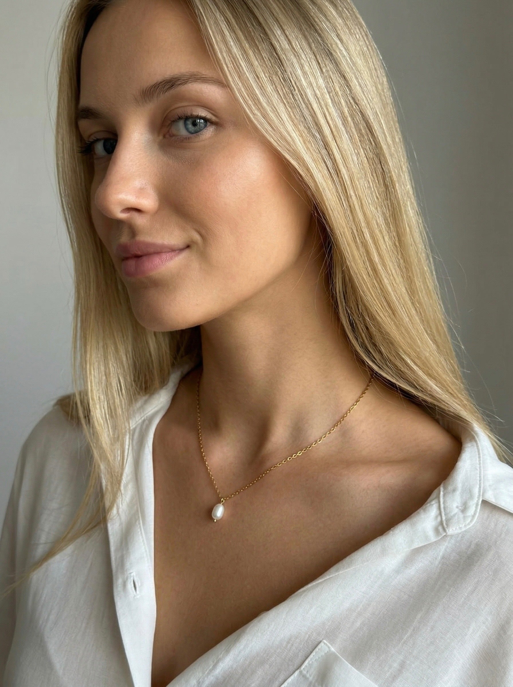 Dabīga upes pērle - kaklarota - Pearl  Serenity - ameno rotaslietas
