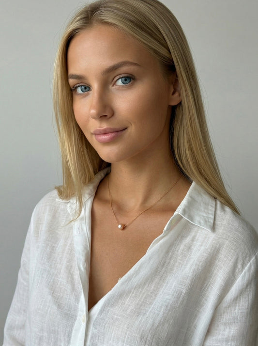 Upes pērļu kaklarota “Solo Pearl” - Dabīga upes pērļu kaklarota - Ameno pērļu rotaslietas - Ameno.lv plaša dabisku pērļu rotu izvēle